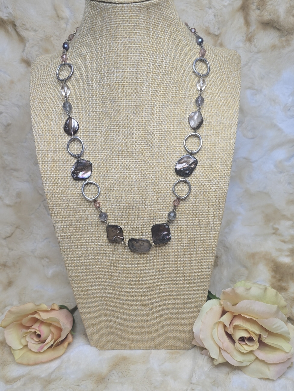 Lia Sophia Indigo Statement Necklace - Genuine Abalone Shell & Pearls